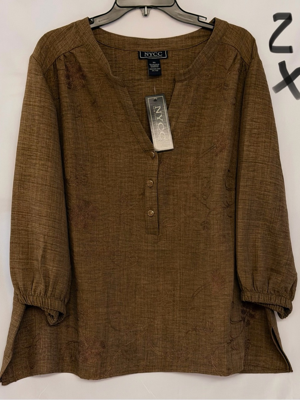 NYCC Women's Brown Relaxed Button-Front Casual Shirt